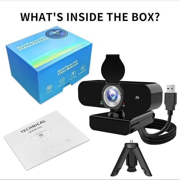 PC Webcam for Laptop, Desktop Computer, USB (2K-QS) - Picture 8 of 9